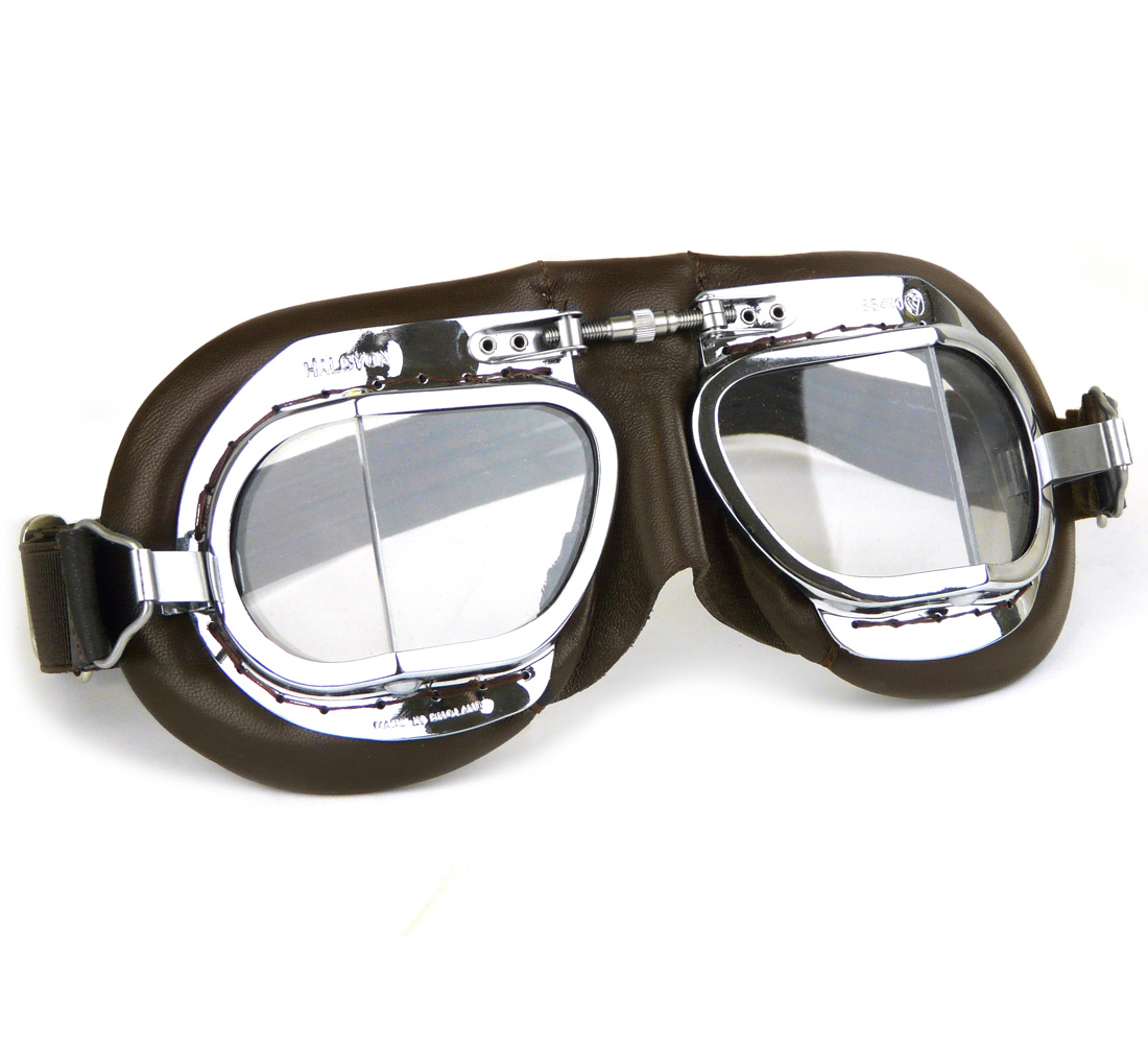 Halcyon Motorcycle Goggles Chrome and Brown