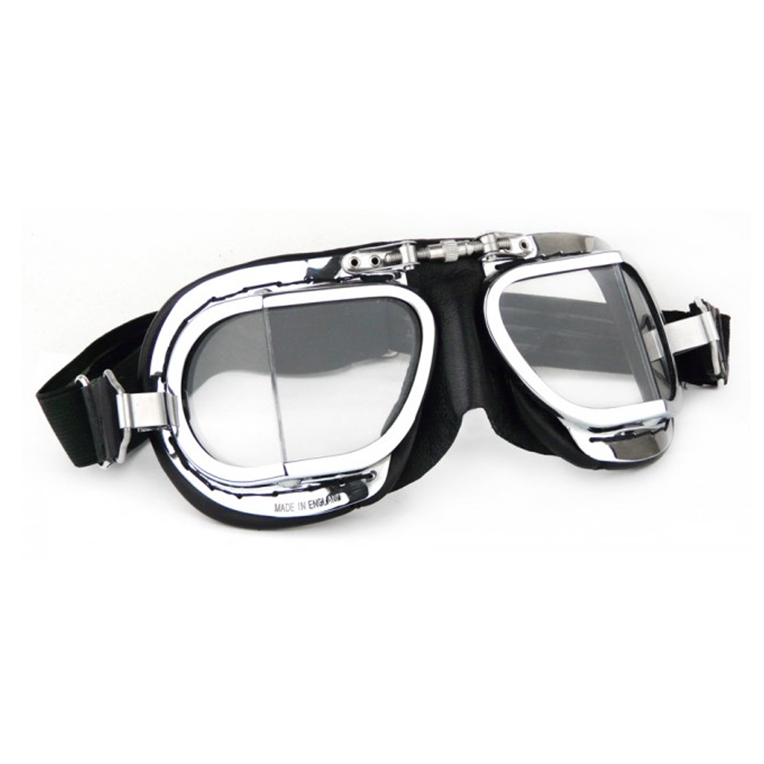 Halcyon Motorcycle Goggles Compact Chrome and Black